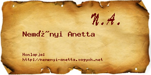 Neményi Anetta névjegykártya